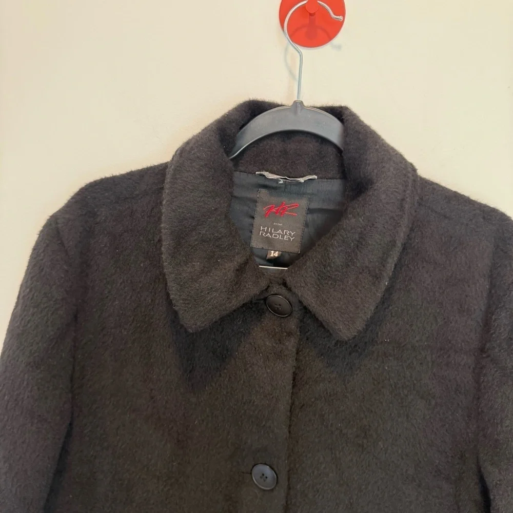 Hilary Radley Baby Llama Wool Blend Overcoat Women 14 Black Incalpaca Jacket